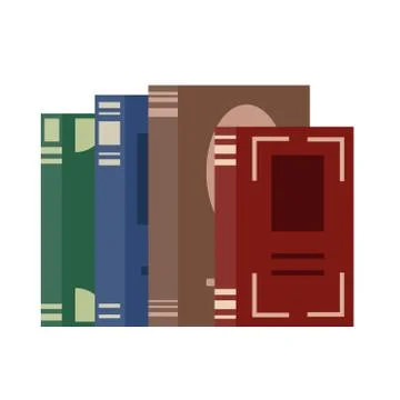 Flat book icon. Library books, open dictionary page and encyclopedia on stand Stock Illustration
