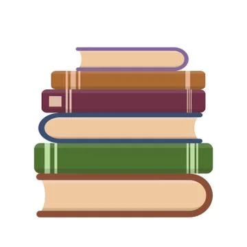 Flat book icon. Library books, open dictionary page and encyclopedia on stand Stock Illustration