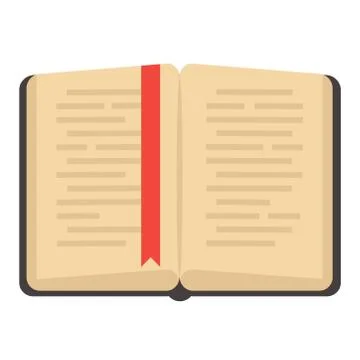 Flat book icon. Library books, open dictionary page and encyclopedia on stand Stock Illustration