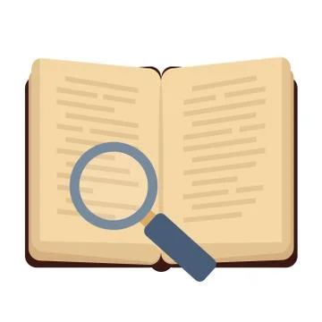 Flat book icon. Library books, open dictionary page and encyclopedia on stand Stock Illustration