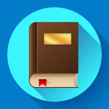 Flat book icon vector illustration. Flat book icon with bookmark Stock Illustration
