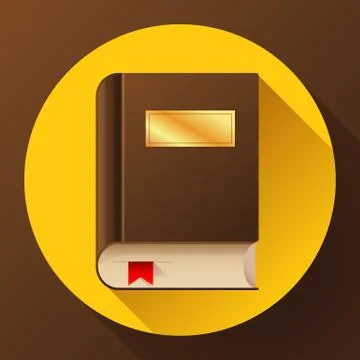 Flat book icon vector illustration. Flat book icon with bookmark Stock Illustration