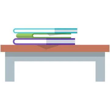 Flat book stack on table vector study desk illustration Stock Illustration