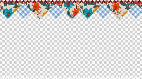 Flat border is featuring floral, gingham pennants, red zigzag stripe, lace Stock Illustration