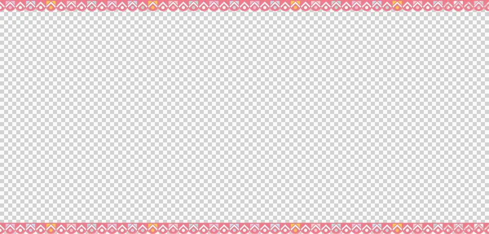 Flat border is showcasing pink arches, gold hearts, white triangles, transparent Stock Illustration