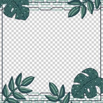 Flat border is showing mosaic leaf pattern and chain motif, transparent Illustrazione stock