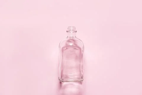Flat bottle isolated on pink background Stock Photos