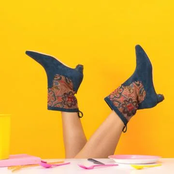 Flat-bottomed pointed toe suede shoes Stock Photos