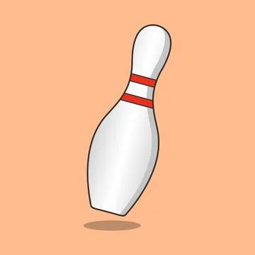 Flat bowling pin illustration with shadow. Stock Illustration
