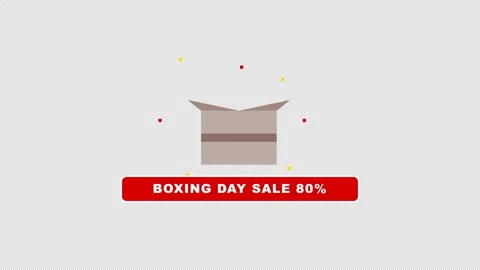 Flat Boxing Day Cardboard Parcel Unbox Sale Pop Transparent Background Vídeos de archivo 347245360