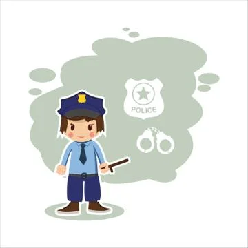 Flat boy policeman Stock Illustration