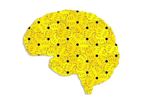 Flat Brain Shape with Dollar Signs Pattern Stock Photos