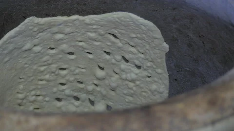 Flat Bread Freshly Made in Oven Stock Footage 40976496
