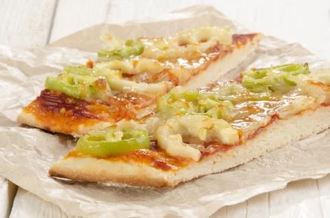 Flat bread pizza with paprika Stock Photos