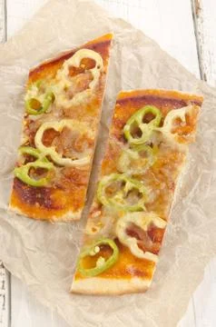 Flat bread pizza with paprika Stock Photos