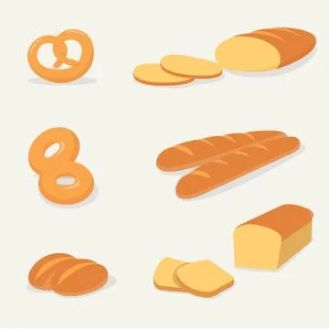 Flat bread set vector with isolated background Stock Illustration