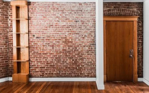 Flat Brick Wall Perspective and Shelf Фото