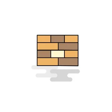 Flat Bricks wall  Icon. Vector Stock Illustration