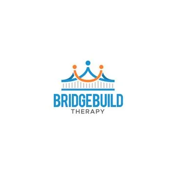 Flat BRIDGE BUILD Abstract People logo design Stock Illustration