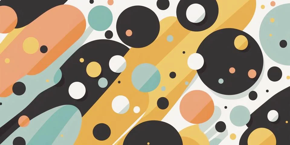 Flat bright abstract background from circles and bubbles. Stock Illustration