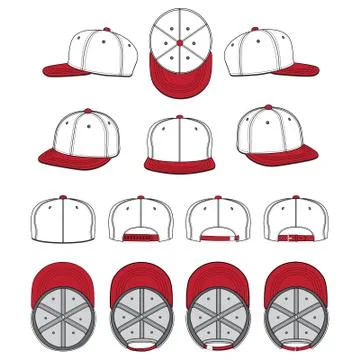Flat Brim Hats - Vector Template Mockup Stock Illustration