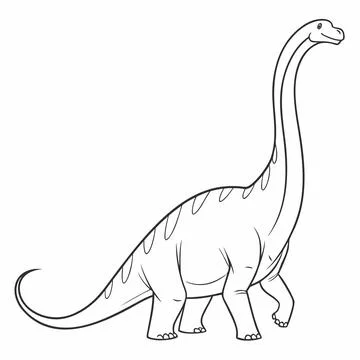 Flat Brontosaurus Dinosaur Vector Illustration Stock Illustration