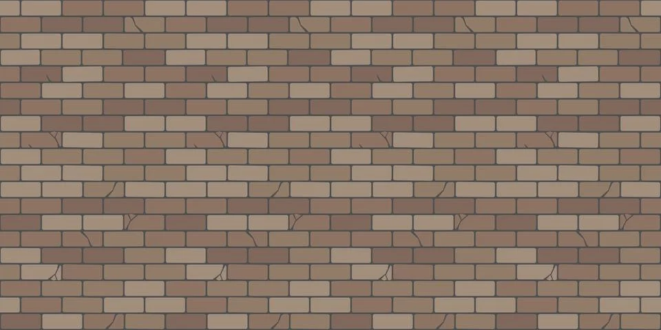 Flat Brown Brick Wall Seamless Texture Decorative Background Vector Illustration Stock Illustration