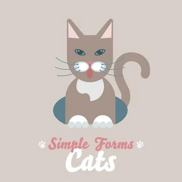 Flat brown cat isolated vector. Cartoon illustration domestic brown cat logo Stock Illustration