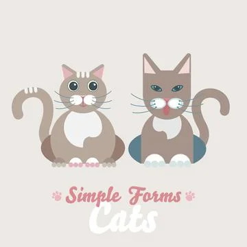 Flat brown cats isolated vector. Cartoon illustration domestic brown cats logo Stock Illustration