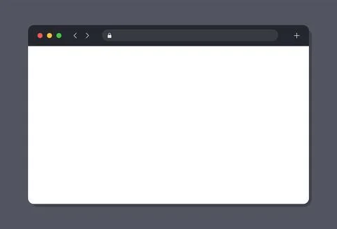 Flat Browser Window Interface in Dark Mode Isolated Vector Illustration Stock Illustration