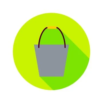 Flat Bucket Circle Icon Stock Illustration