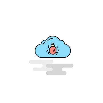 Flat Bug on cloud  Icon. Vector Stock Illustration