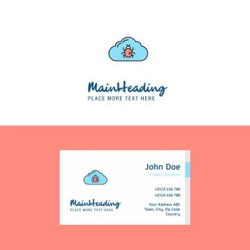 Flat Bug on cloud  Logo and Visiting Card Template. Busienss Concept Logo Des 스톡 일러스트