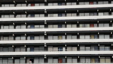 Flat building balconies Vídeo Stock 263972244