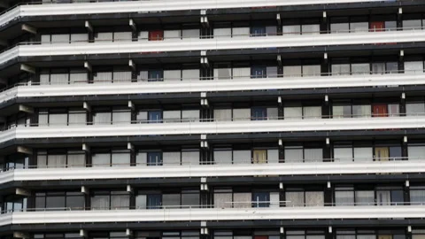 Flat building with many balconies Vídeo Stock 263972390