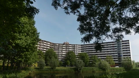 Flat building surrounded by nature Vídeo Stock 263982136