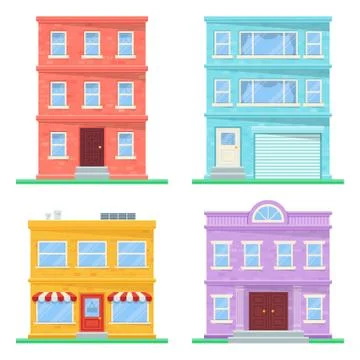 Flat building vector icons Stock Illustration