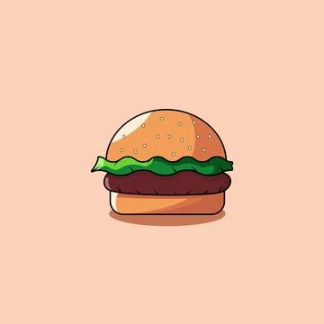 Flat burger with minimal shadows Illustrazione stock