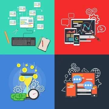  Flat business banner set vector concept illustration. Design element for ... Stock Photos