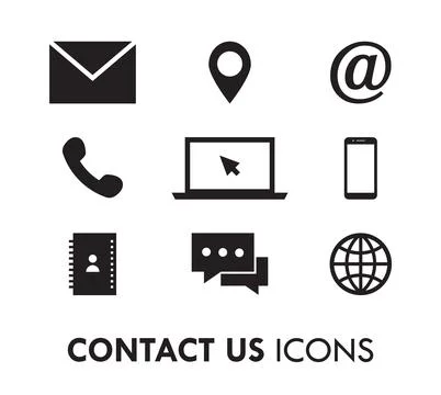 Flat Business Contact Web Vector Icon Set Stock Illustration