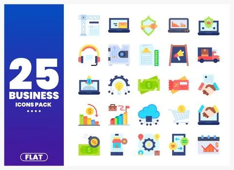Flat business icons for digital projects Stock Illustration