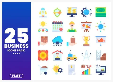 Flat business icons pack for digital and print use Illustrazione stock