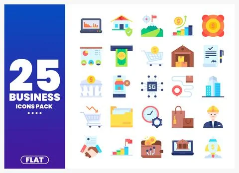 Flat business icons pack with elements. graphics. and symbols 库存插图