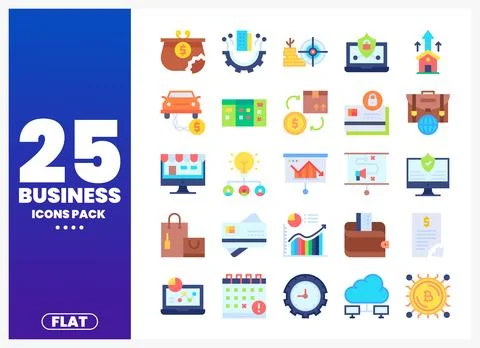 Flat Business Icons Pack Stock Illustration