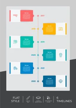 Flat business timeline infographic vector design with colorful concept for pr 스톡 일러스트