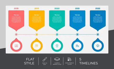 Flat business timeline infographic vector design with colorful concept for pr 스톡 일러스트