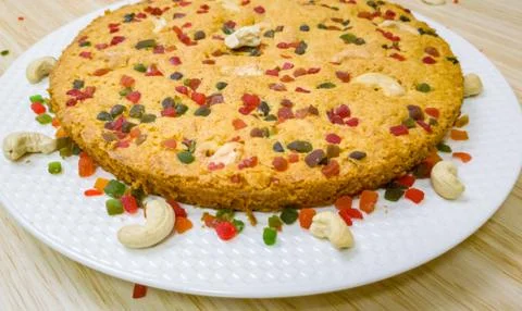 Flat cake with cashews Stock-Fotos