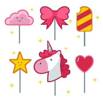 Flat cake topper collection Stock Illustration