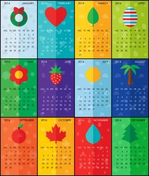 Flat calendar 2014 Stock Illustration