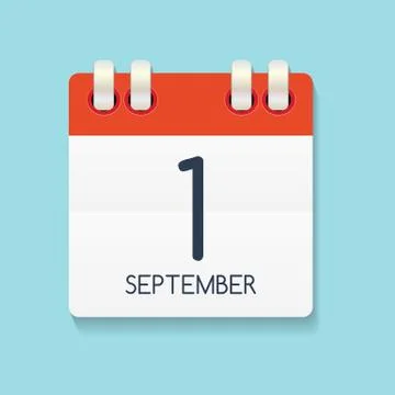 Flat Calendar Icon of 1 September. Vector Illustration Stock Illustration